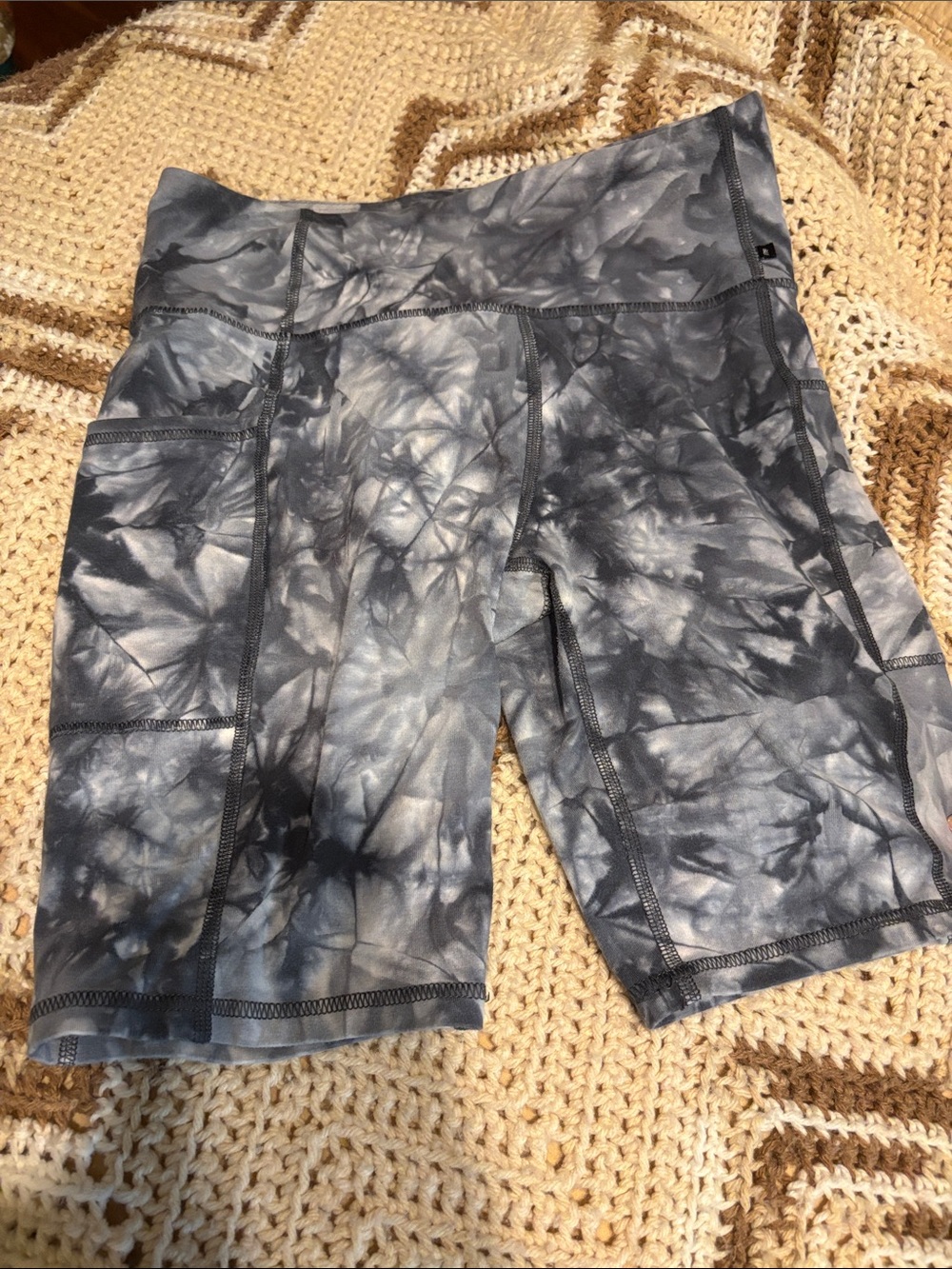 Marika Gray Tie-Dye High-Waist Bike Shorts with Pockets